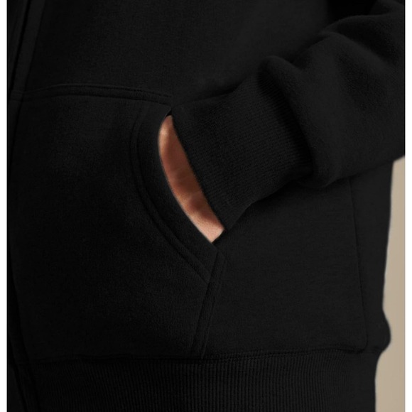 NWT Yeokou Black Sherpa Lined Full Zip Hoodie Jacket Cozy Winter Small - Picture 4 of 8